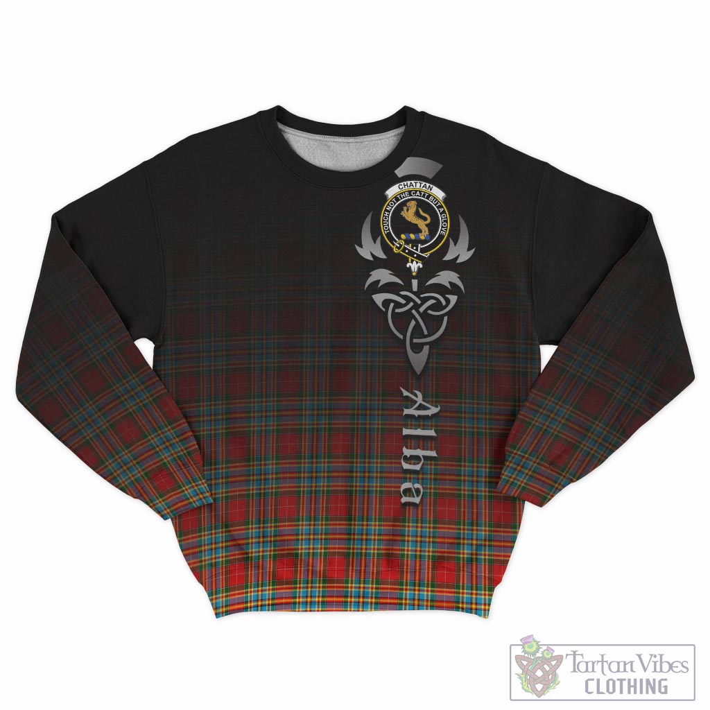 Tartan Vibes Clothing Chattan Tartan Sweatshirt Featuring Alba Gu Brath Family Crest Celtic Inspired