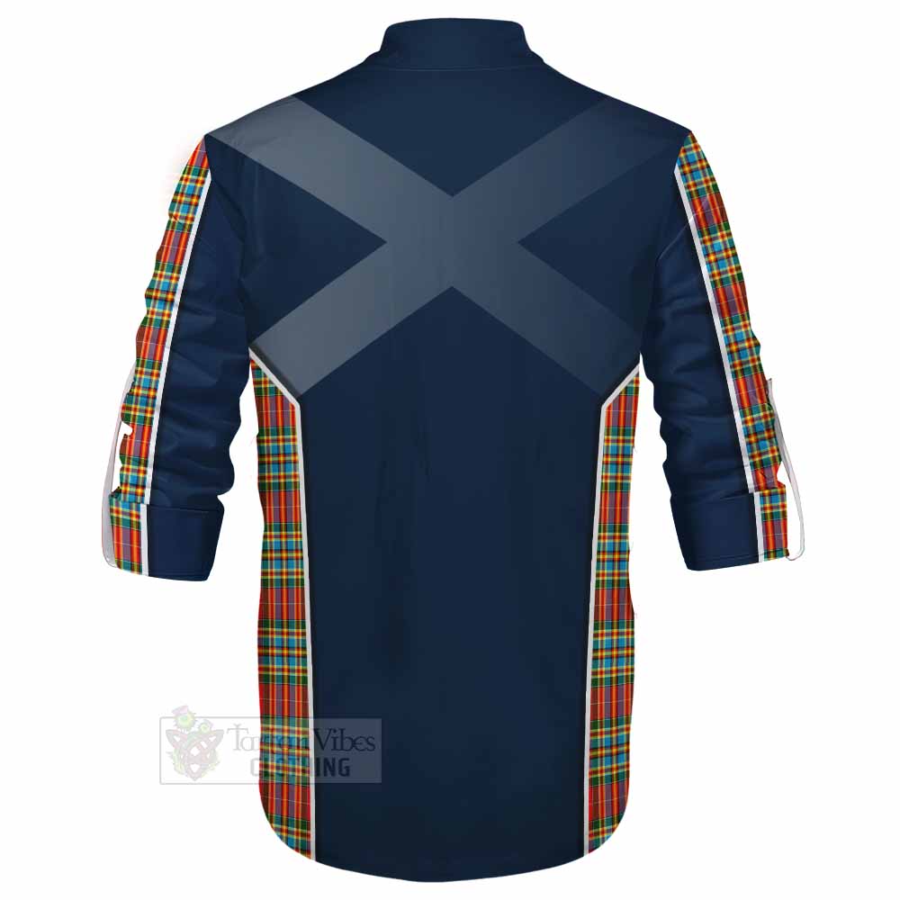 Tartan Vibes Clothing Chattan Tartan Ghillie Kilt Shirt with Family Crest and Lion Rampant Vibes Sport Style