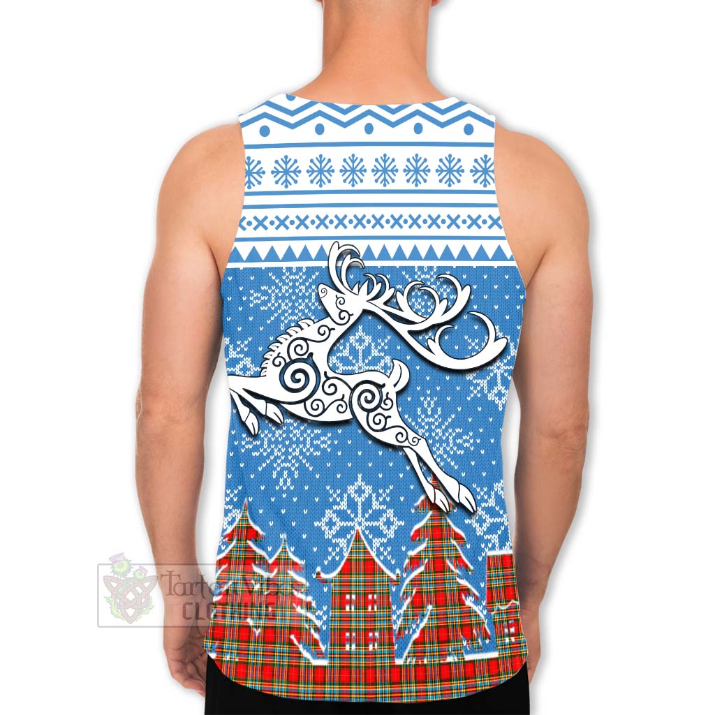 Tartan Vibes Clothing Chattan Clan Christmas Men's Tank Top Celtic Reindeer Style