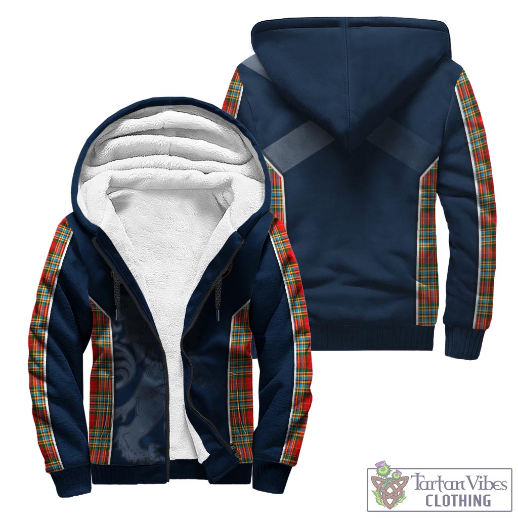 Tartan Vibes Clothing Chattan Tartan Sherpa Hoodie with Family Crest and Lion Rampant Vibes Sport Style