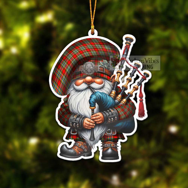 Chattan Tartan Bagpiper Gnome Christmas Ornament