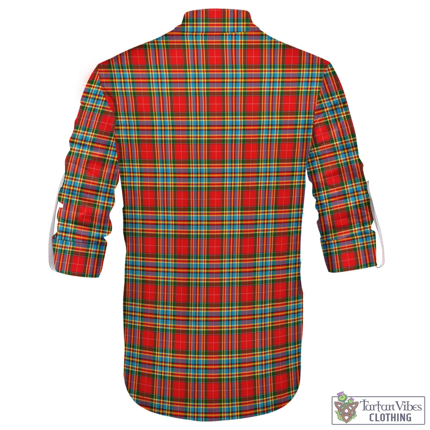Tartan Vibes Clothing Chattan Tartan Men's Scottish Traditional Jacobite Ghillie Kilt Shirt with Family Crest