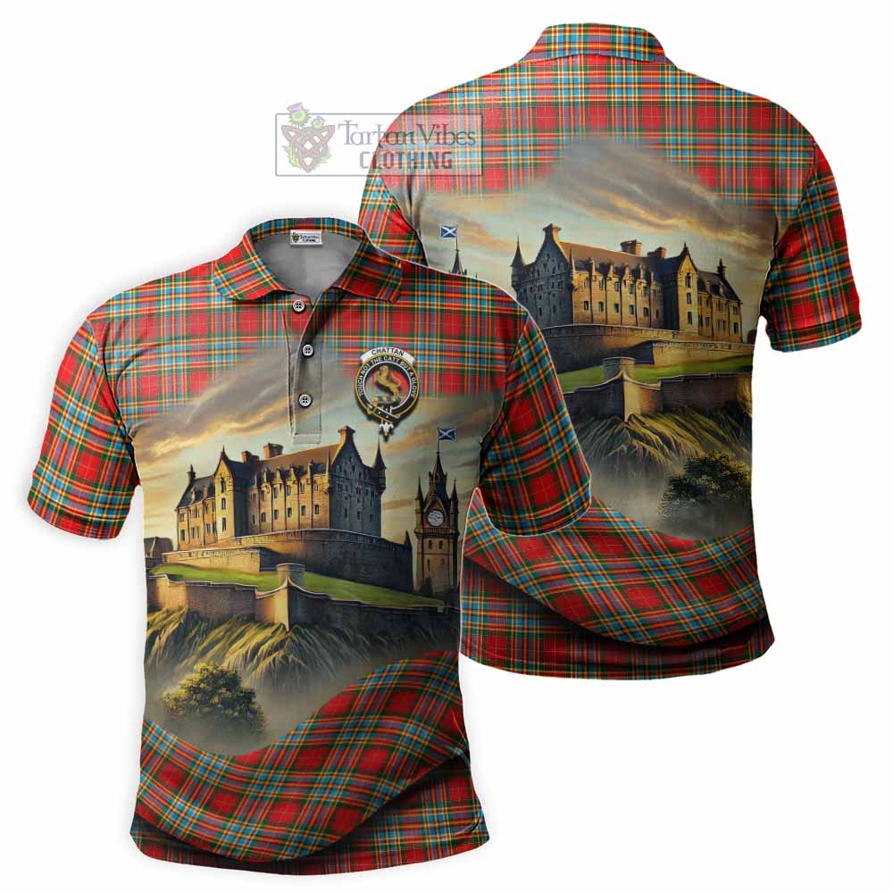 Tartan Vibes Clothing Chattan Tartan Family Crest Polo Shirt with Scottish Ancient Castle Stype