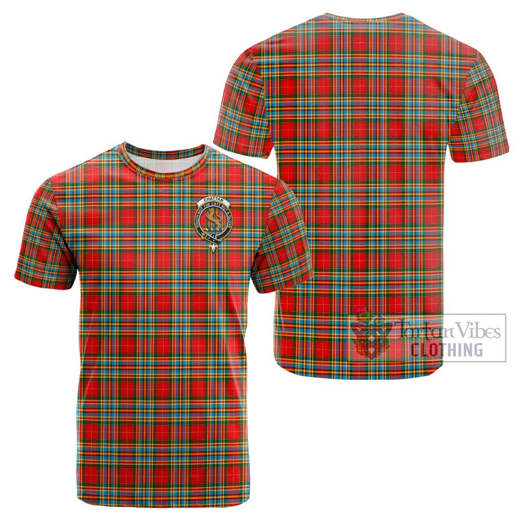 Chattan Tartan Cotton T-Shirt with Family Crest Kid's Shirt - Tartanvibesclothing Shop
