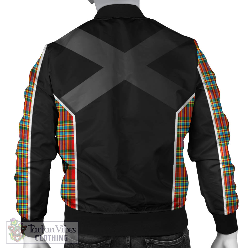 Tartan Vibes Clothing Chattan Tartan Bomber Jacket with Family Crest and Scottish Thistle Vibes Sport Style