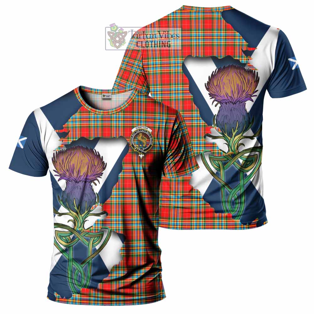 Tartan Vibes Clothing Chattan Tartan Family Crest T-Shirt Scottish Thistle Celtic Inspired