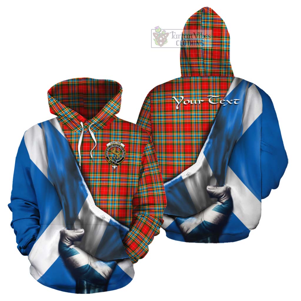 Tartan Vibes Clothing Chattan Tartan Cotton Hoodie with Family Crest Scotland Patriotic Style