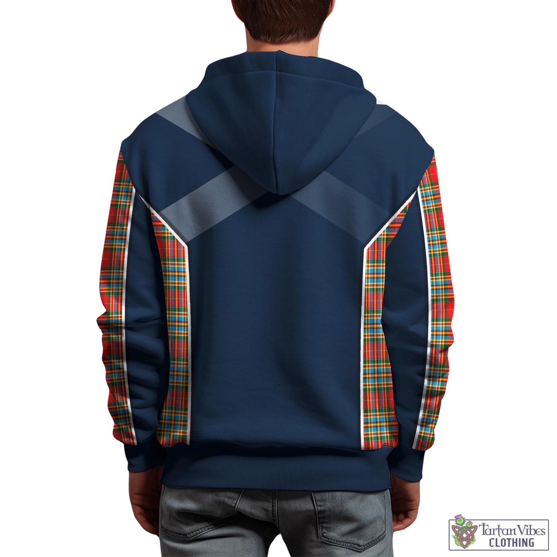 Tartan Vibes Clothing Chattan Tartan Hoodie with Family Crest and Lion Rampant Vibes Sport Style