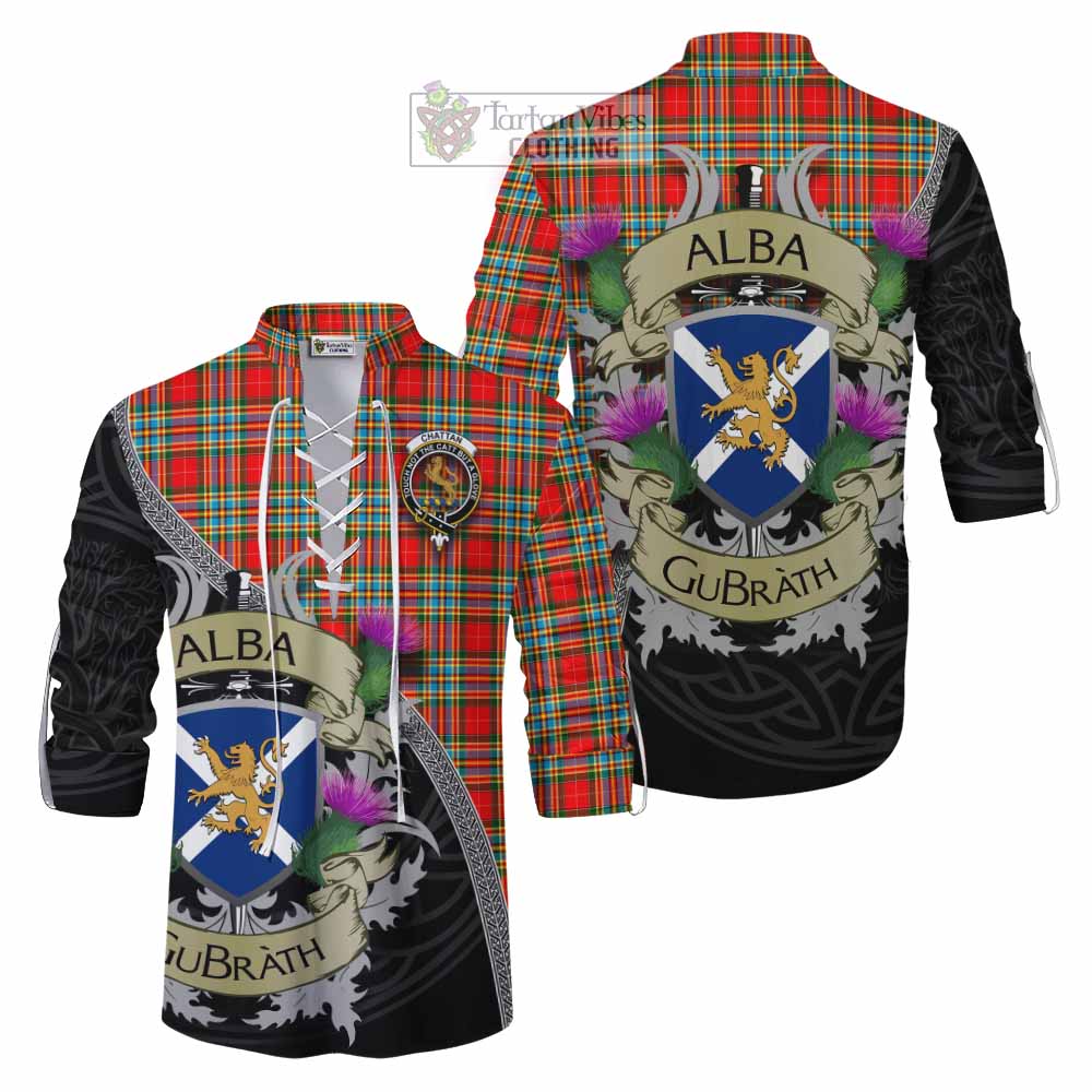 Tartan Vibes Clothing Chattan Tartan Family Crest Ghillie Kilt Shirt Lion Rampant Royal Thistle Shield Celtic Inspired
