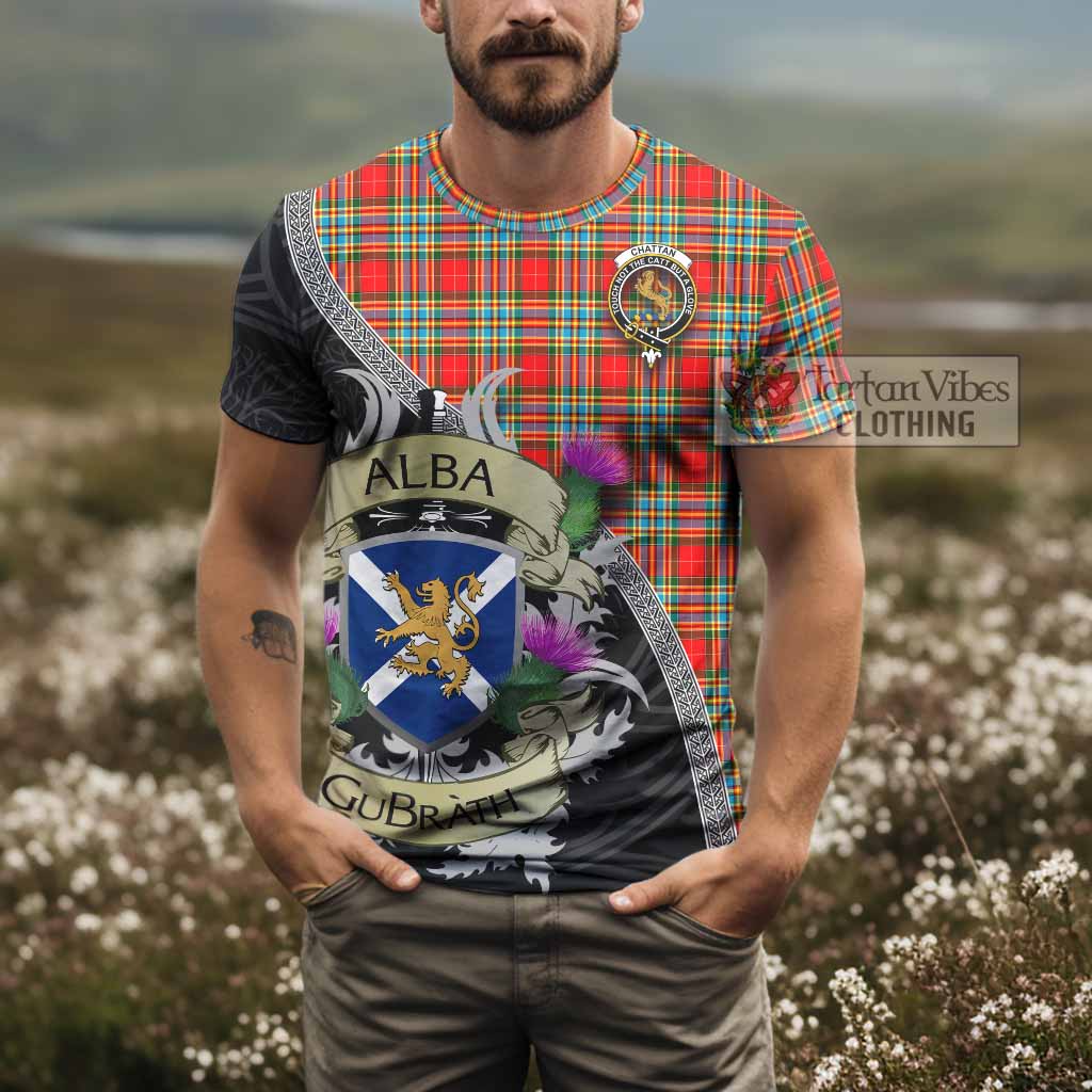 Tartan Vibes Clothing Chattan Tartan Family Crest T-Shirt Lion Rampant Royal Thistle Shield Celtic Inspired