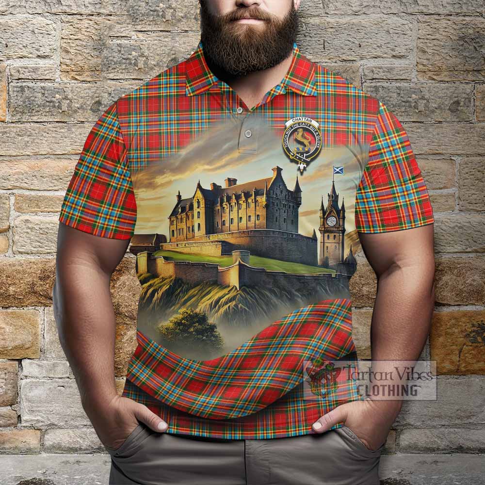 Tartan Vibes Clothing Chattan Tartan Family Crest Polo Shirt with Scottish Ancient Castle Stype