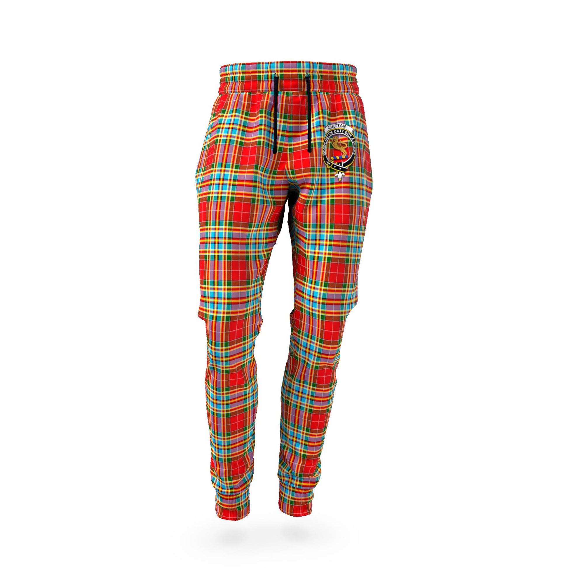 Chattan Tartan Joggers Pants with Family Crest - Tartan Vibes Clothing