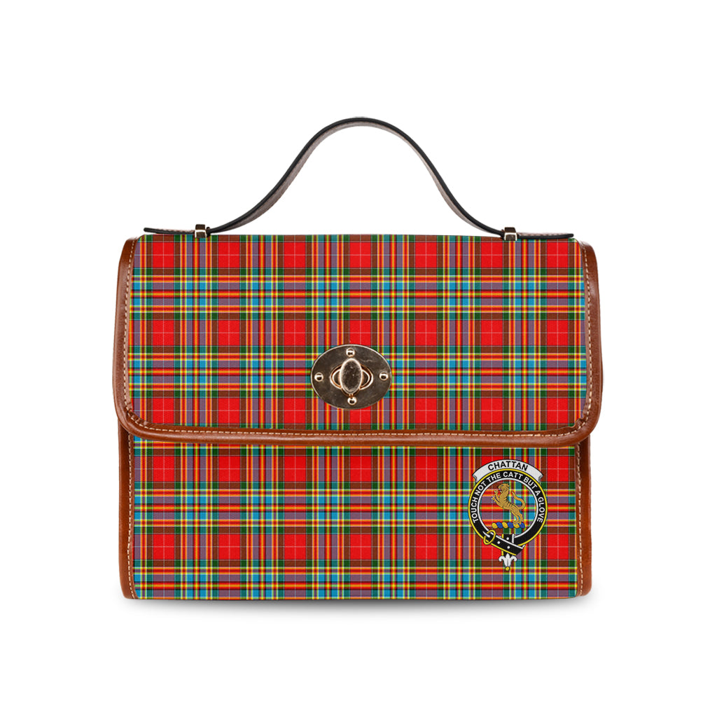 chattan-tartan-leather-strap-waterproof-canvas-bag-with-family-crest