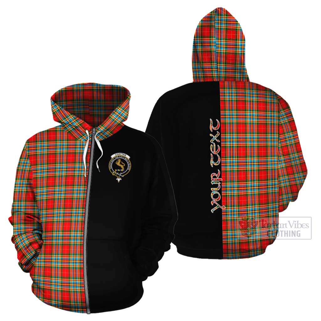 Tartan Vibes Clothing Chattan Tartan Cotton Hoodie with Family Crest and Half Of Me Style