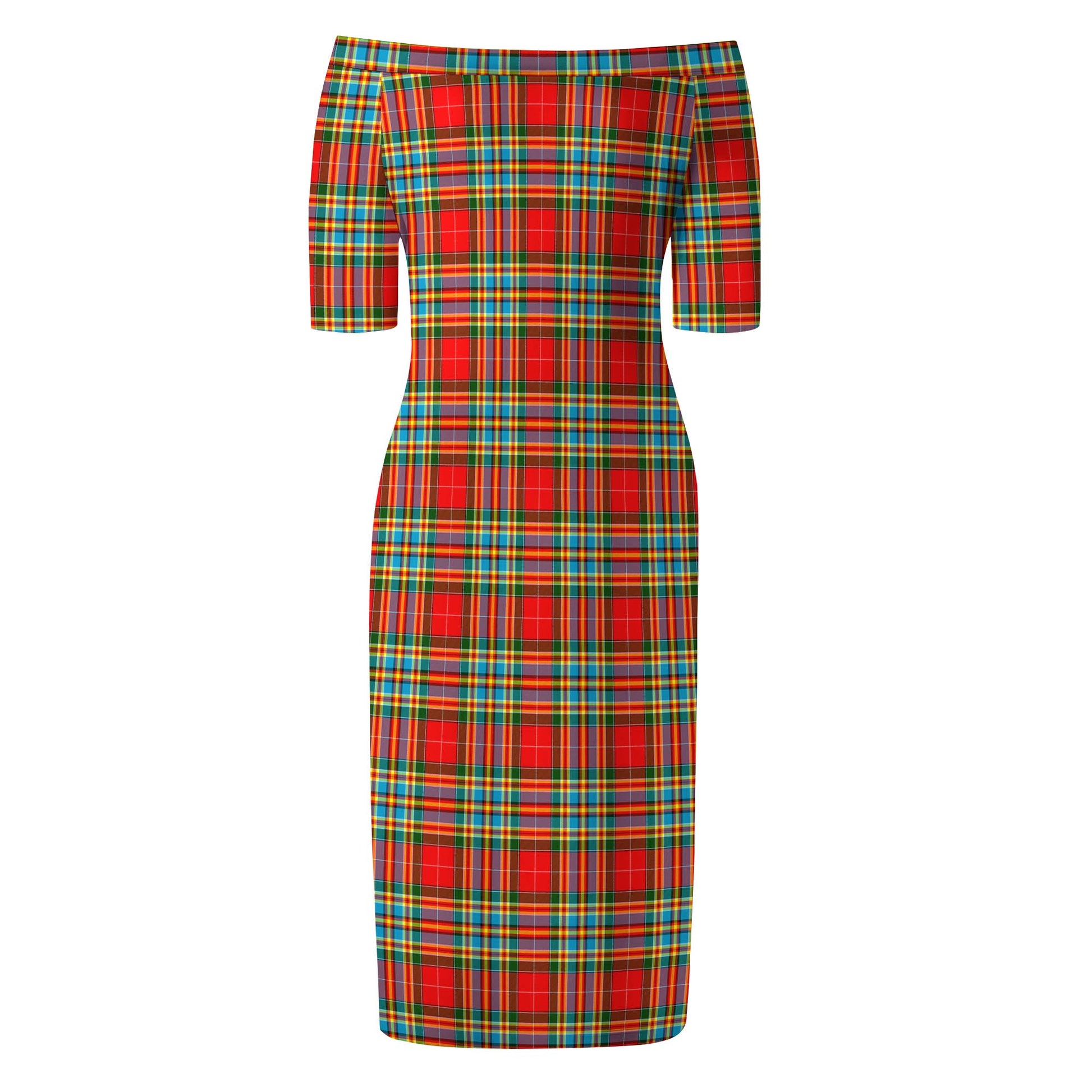 Chattan Tartan Off Shoulder Lady Dress - Tartanvibesclothing