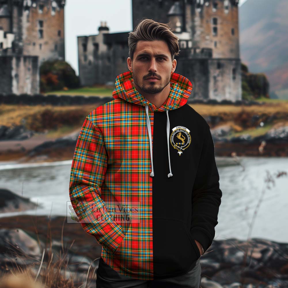 Tartan Vibes Clothing Chattan Tartan Cotton Hoodie with Family Crest and Half Of Me Style