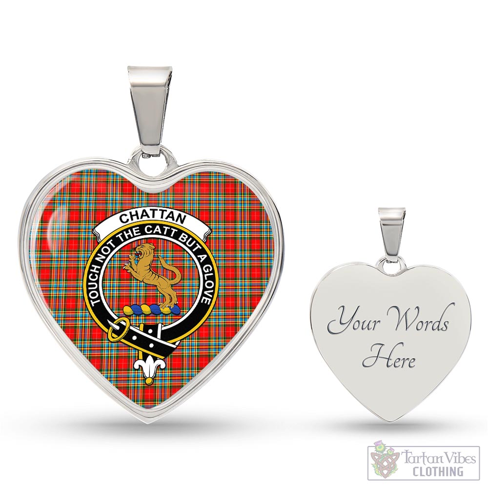 Tartan Vibes Clothing Chattan Tartan Heart Necklace with Family Crest