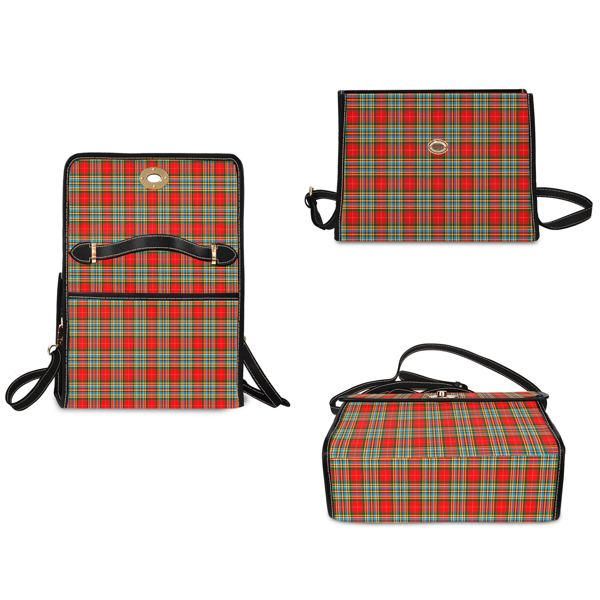 chattan-tartan-leather-strap-waterproof-canvas-bag
