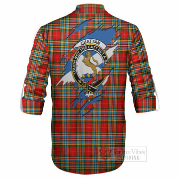Chattan Clan Crest In Me Tartan Ghillie Shirt Scotland Flag Style
