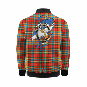 Chattan Clan Crest In Me Tartan Kid Bomber Jacket Scotland Flag Style