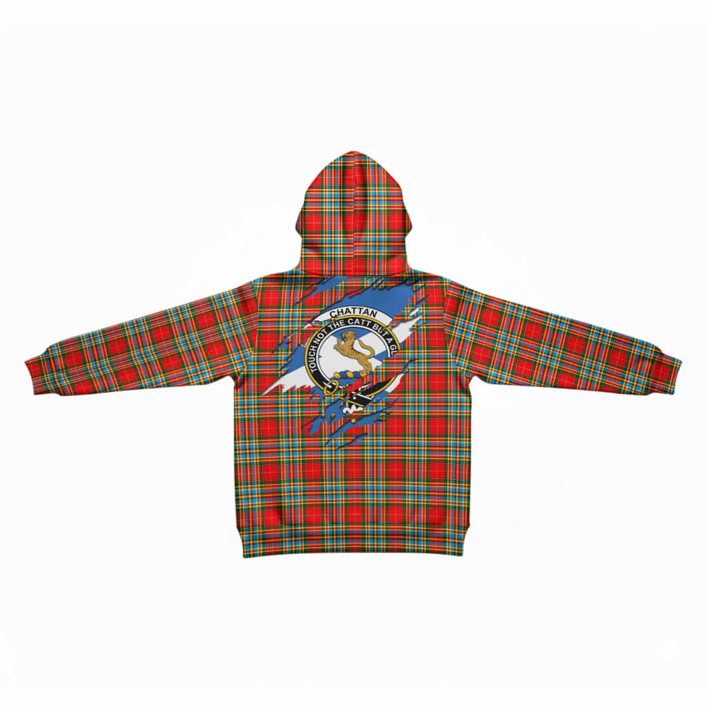 Chattan Clan Crest In Me Tartan Kid Hoodie Scotland Flag Style