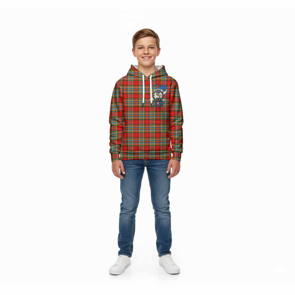 Chattan Clan Crest In Me Tartan Kid Hoodie Scotland Flag Style