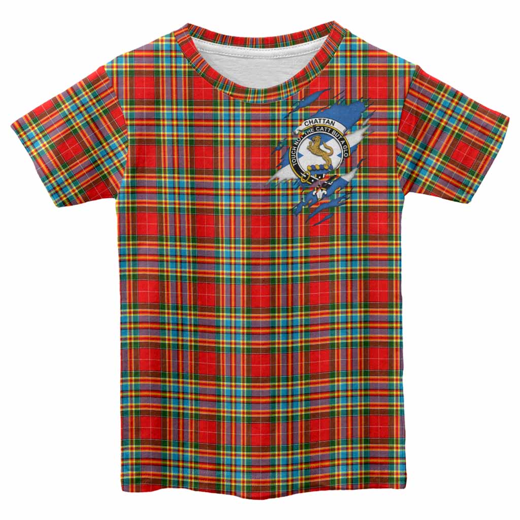 Chattan Clan Crest In Me Tartan Kid T-shirt Scotland Flag Style