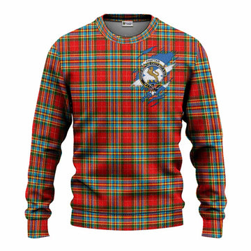 Chattan Clan Crest In Me Tartan Knitted Sweater Scotland Flag Style