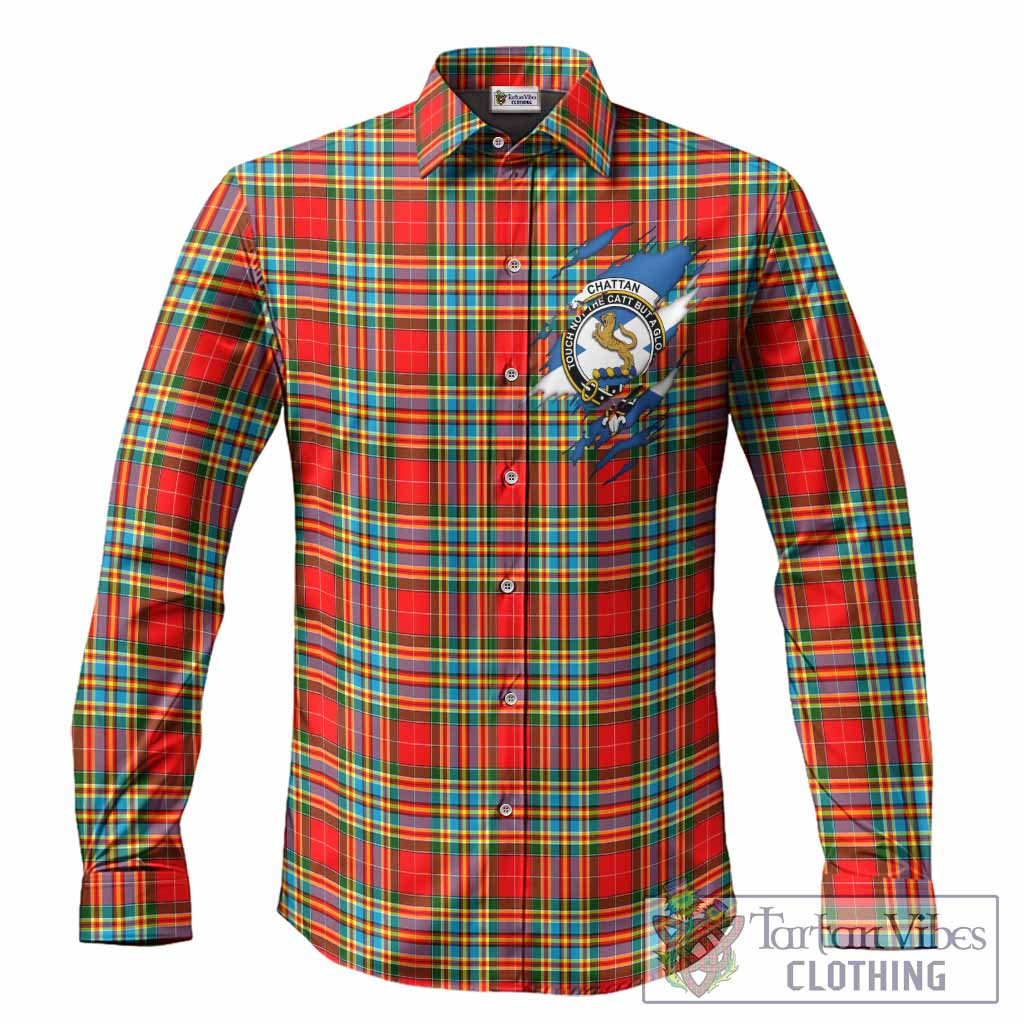 Chattan Clan Crest In Me Tartan Long Sleeve Button Shirts Scotland Flag Style