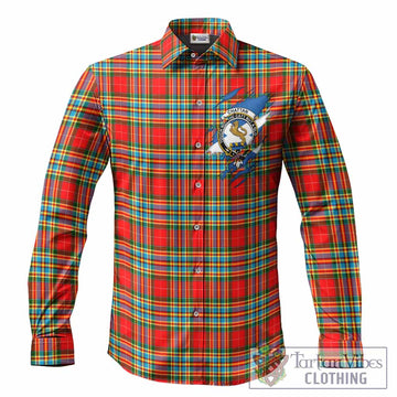 Chattan Clan Crest In Me Tartan Long Sleeve Button Shirts Scotland Flag Style