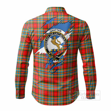 Chattan Clan Crest In Me Tartan Long Sleeve Button Shirts Scotland Flag Style