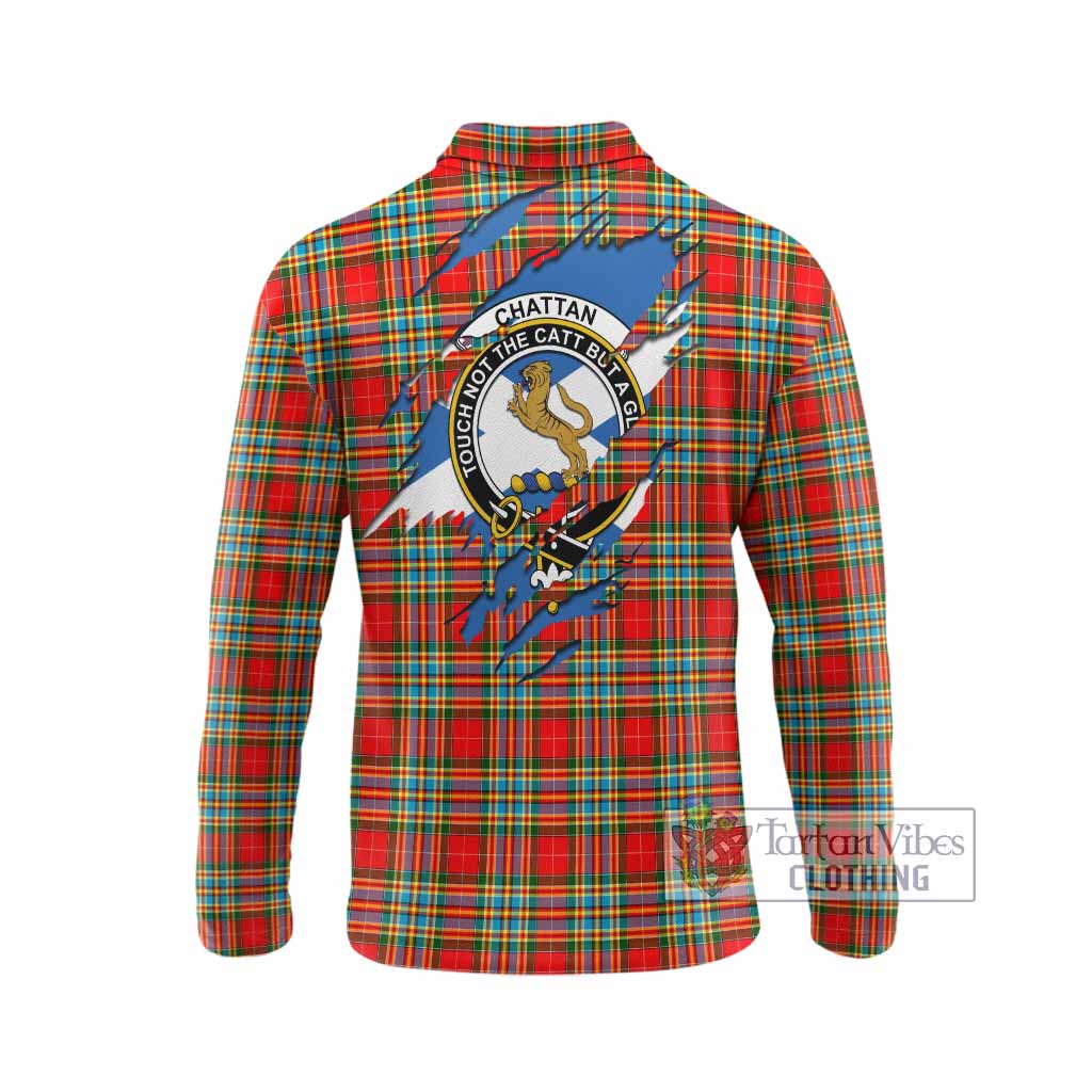 Chattan Clan Crest In Me Tartan Long Sleeve Polo Shirt Scotland Flag Style