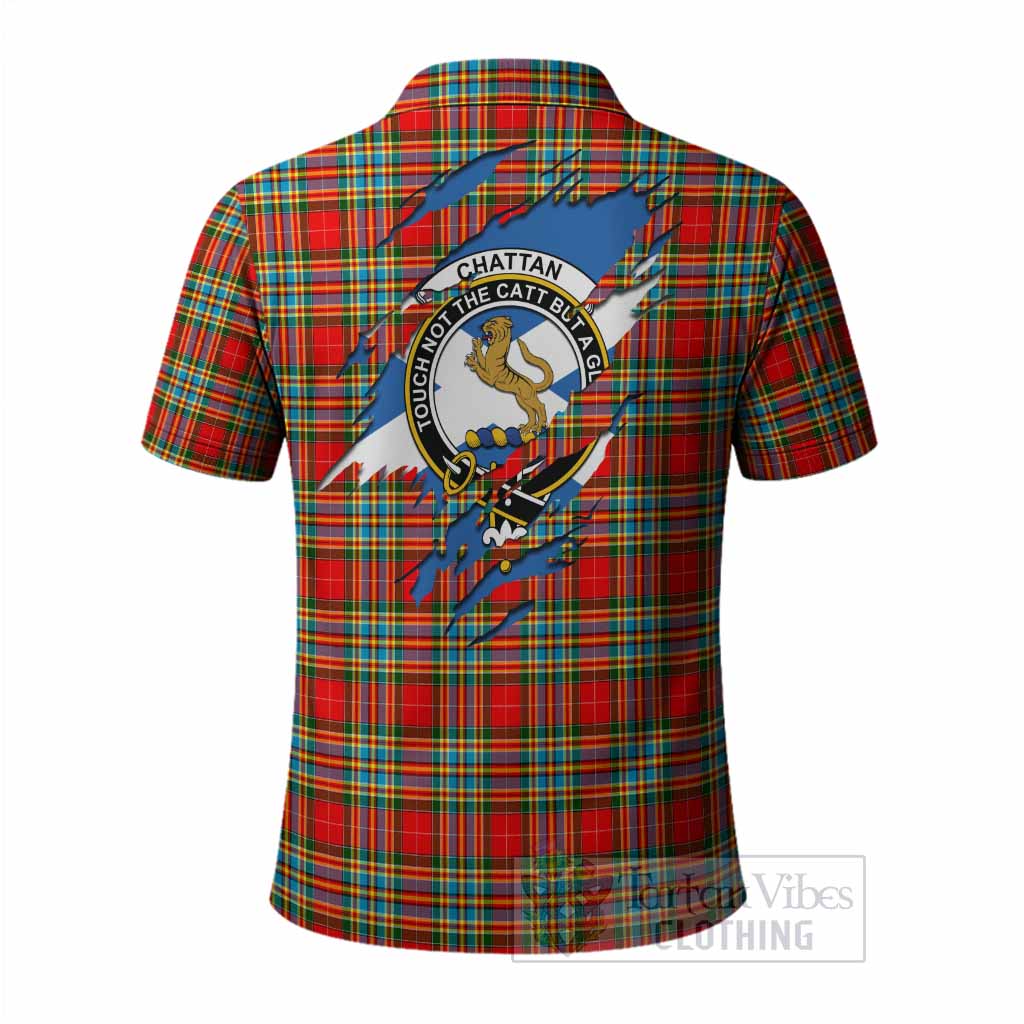 Chattan Clan Crest In Me Tartan Polo Shirt Scotland Flag Style