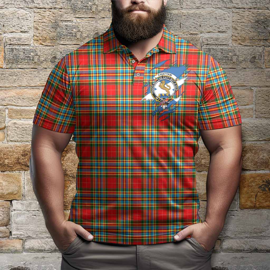 Chattan Clan Crest In Me Tartan Polo Shirt Scotland Flag Style