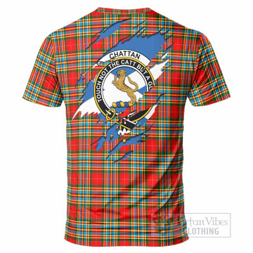 Chattan Clan Crest In Me Tartan T-Shirt Scotland Flag Style