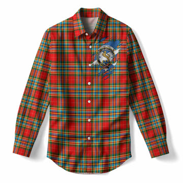 Chattan Clan Crest In Me Tartan Women Casual Shirt Scotland Flag Style