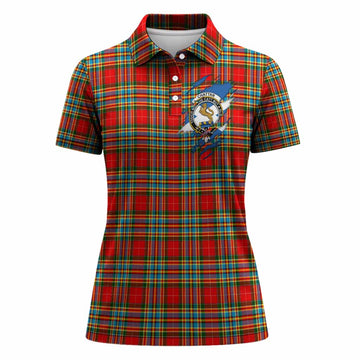Chattan Clan Crest In Me Tartan Women Polo Shirt Scotland Flag Style