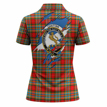 Chattan Clan Crest In Me Tartan Women Polo Shirt Scotland Flag Style