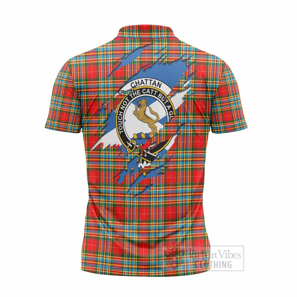 Chattan Clan Crest In Me Tartan Zipper Polo Shirt Scotland Flag Style