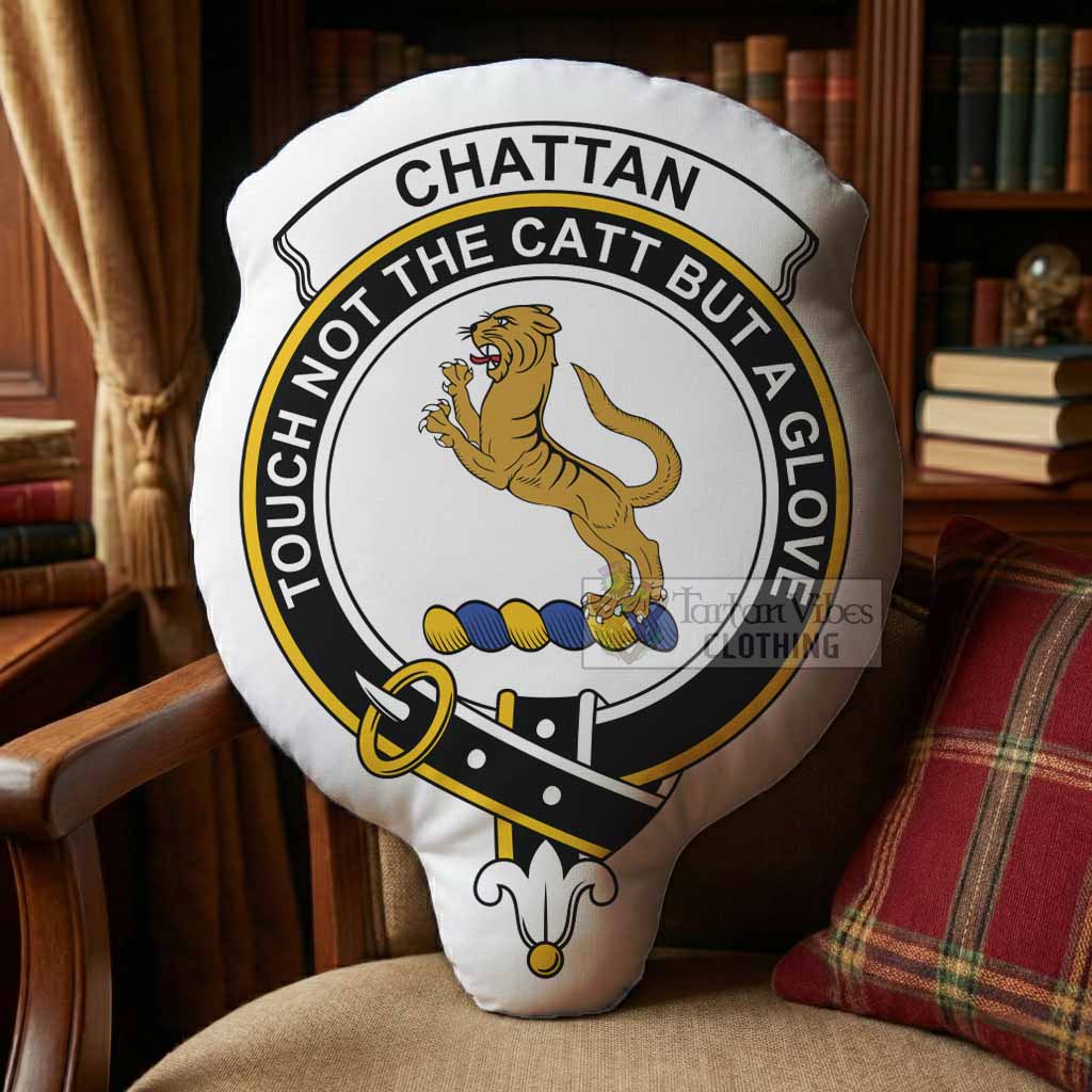 Chattan Clan Crest Shaped Throw Pillow, Scottish Clan Badge Decorative Pillow