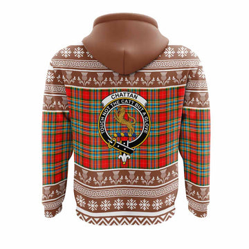 Chattan Clan Tartan Christmas Hoodie with Family Crest