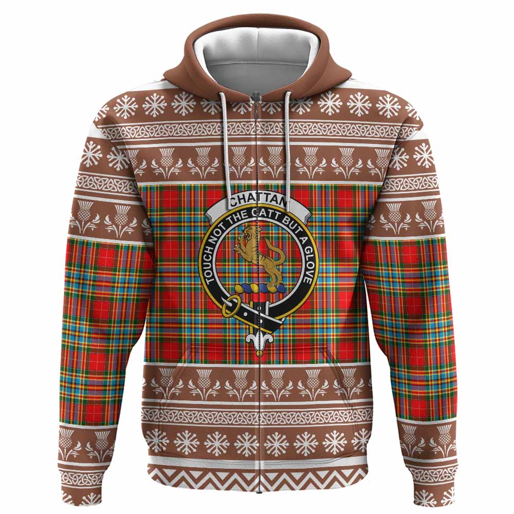 Chattan Clan Tartan Christmas Hoodie with Family Crest - Tartan Vibes Clothing