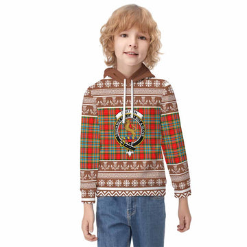 Chattan Clan Tartan Christmas Kid Hoodie with Family Crest - Tartan Vibes Clothing