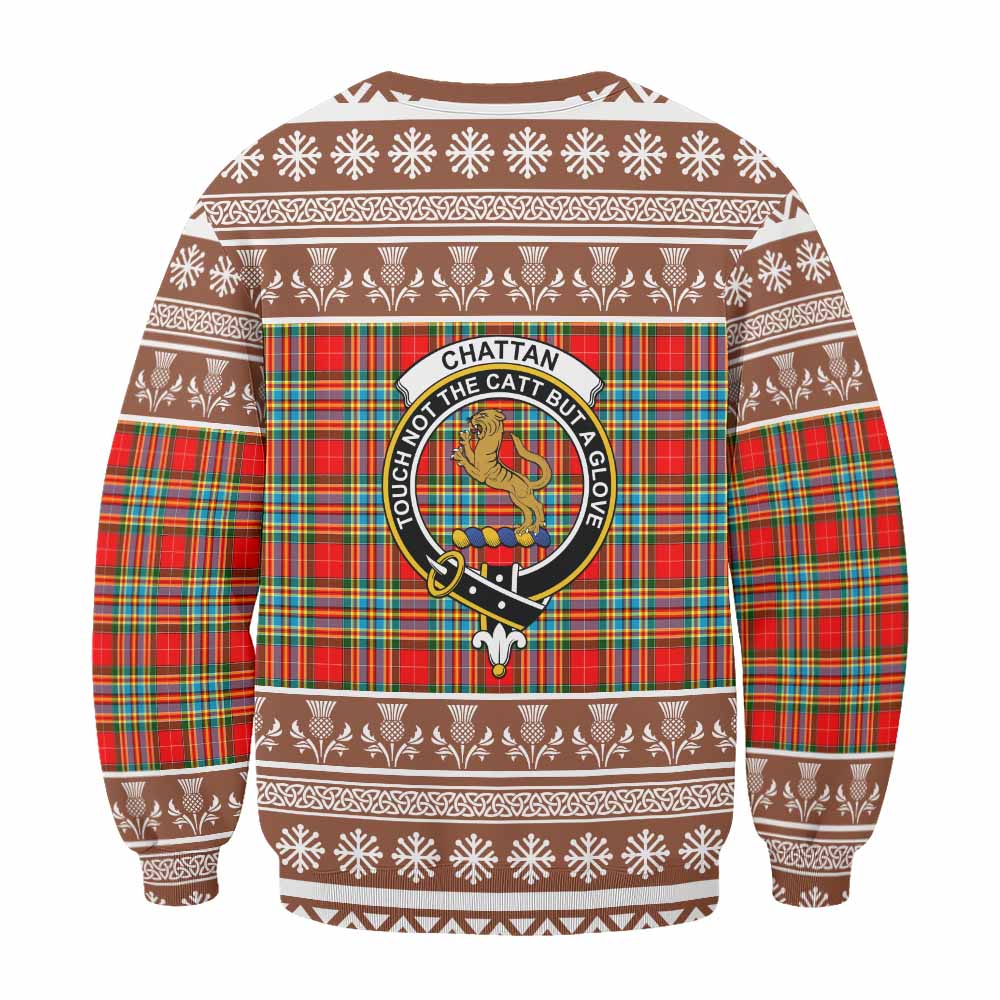 Chattan Clan Tartan Christmas Sweatshirt with Family Crest - Tartan Vibes Clothing