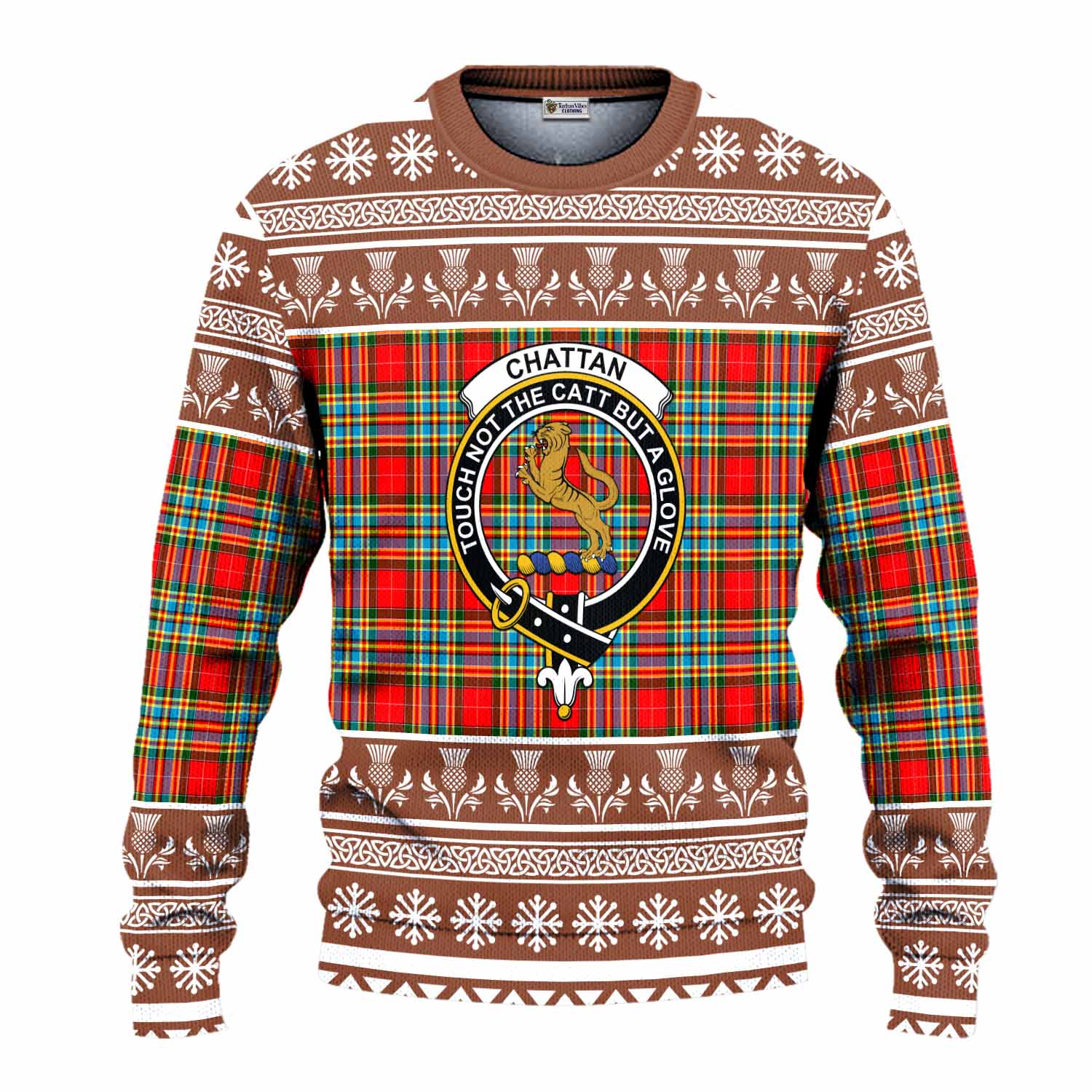 Chattan Clan Tartan Christmas Ugly Sweater with Family Crest - Tartan Vibes Clothing