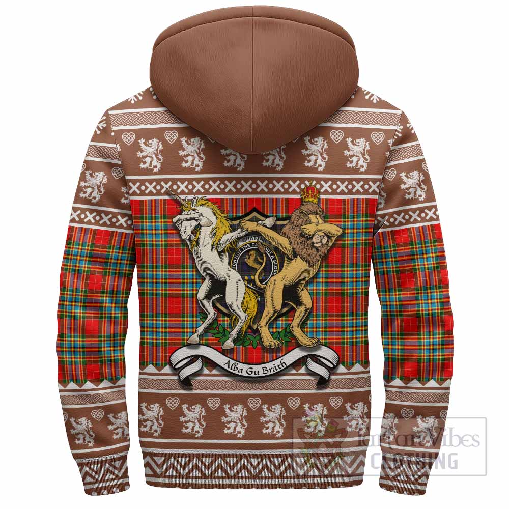 Chattan Clan Tartan Crest Christmas Fleece Hoodie Coat of Arms Funny Style - Tartan Vibes Clothing