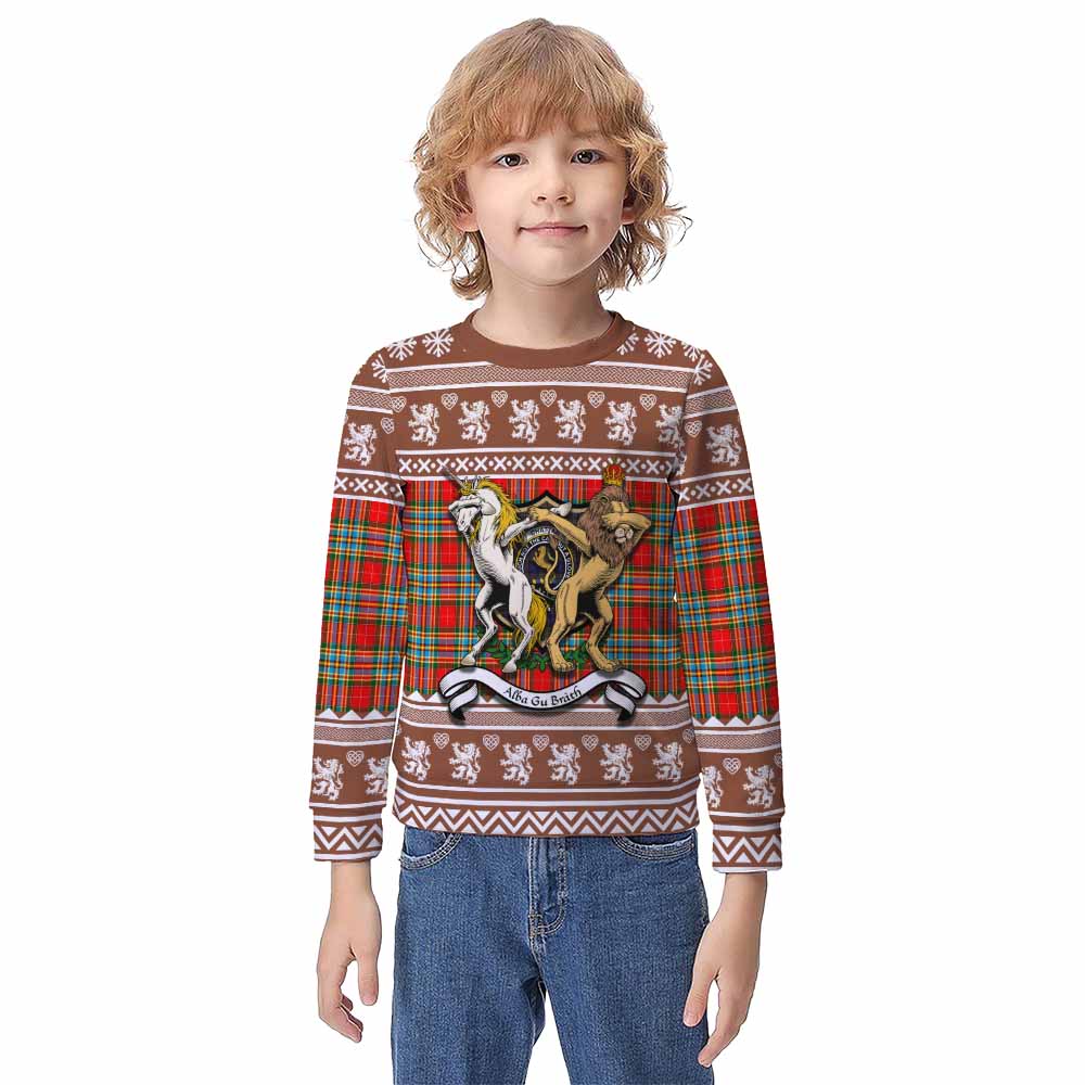 Chattan Clan Tartan Crest Christmas Kid Ugly Sweatshirt Coat of Arms Funny Style - Tartan Vibes Clothing