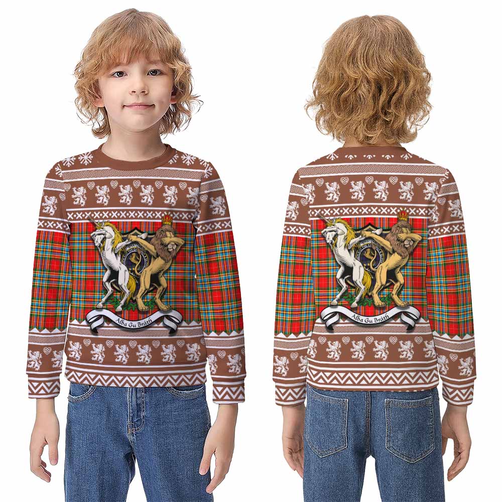Chattan Clan Tartan Crest Christmas Kid Ugly Sweatshirt Coat of Arms Funny Style - Tartan Vibes Clothing