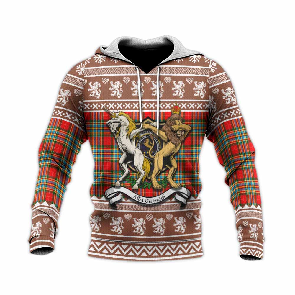 Chattan Clan Tartan Crest Christmas Knitted Hoodie Coat of Arms Funny Style - Tartan Vibes Clothing