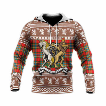 Chattan Clan Tartan Crest Christmas Knitted Hoodie Coat of Arms Funny Style